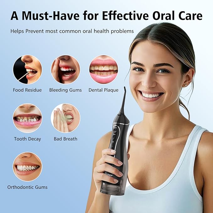 Leominor Water Flosser Pick for Teeth, 300ML Portable Oral Irrigator Upgraded - Image 8