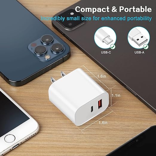 Fast Charger for iPhone, Dual Port A/C Apple iPhone Charger Fast Charging Block - Image 6