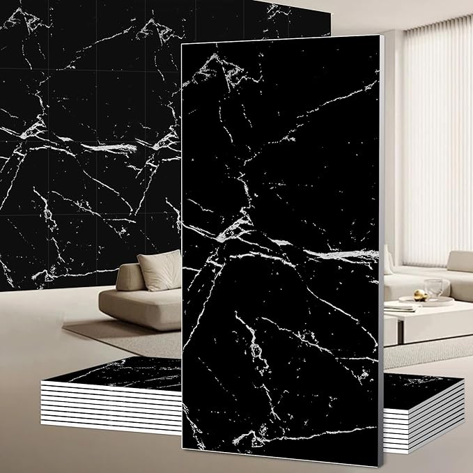 Wall Panels Peel and Stick，PVC imitation artificial marble tiles sticker，30 pcs by Unknown