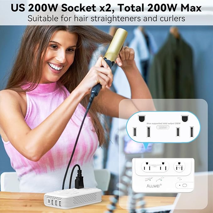 ALLWEI 2000W Travel Voltage Converter 220v to 110v Converter - Image 4