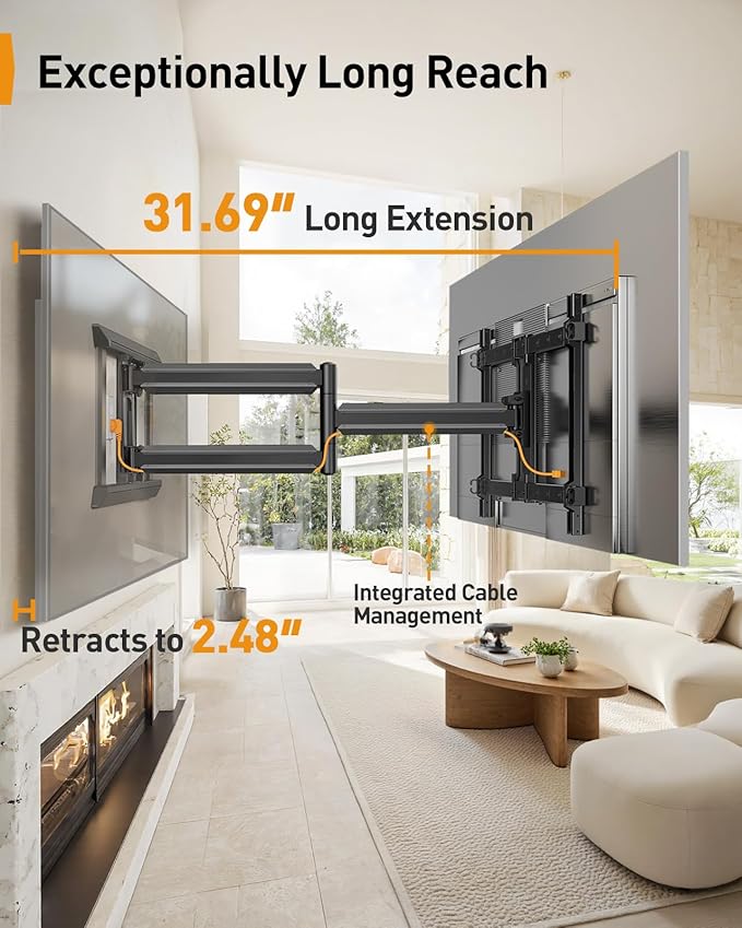 Perlegear Long Arm Full Motion TV Wall Mount - Image 4