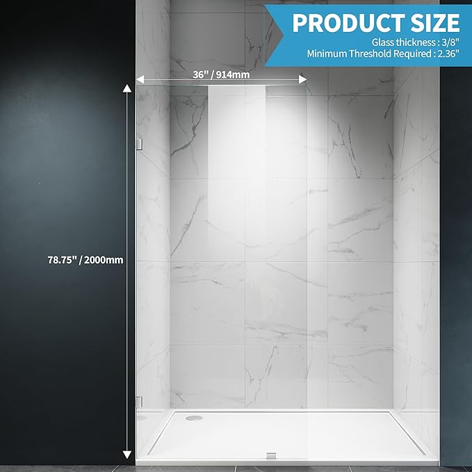 Shower Glass Panel, Frameless Walk in Shower Door - Image 7