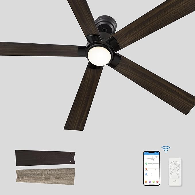 SMAAIR Smart Ceiling Fans with Lights and Remote, 60 Inch Low Profile Ceiling by SMAAIR