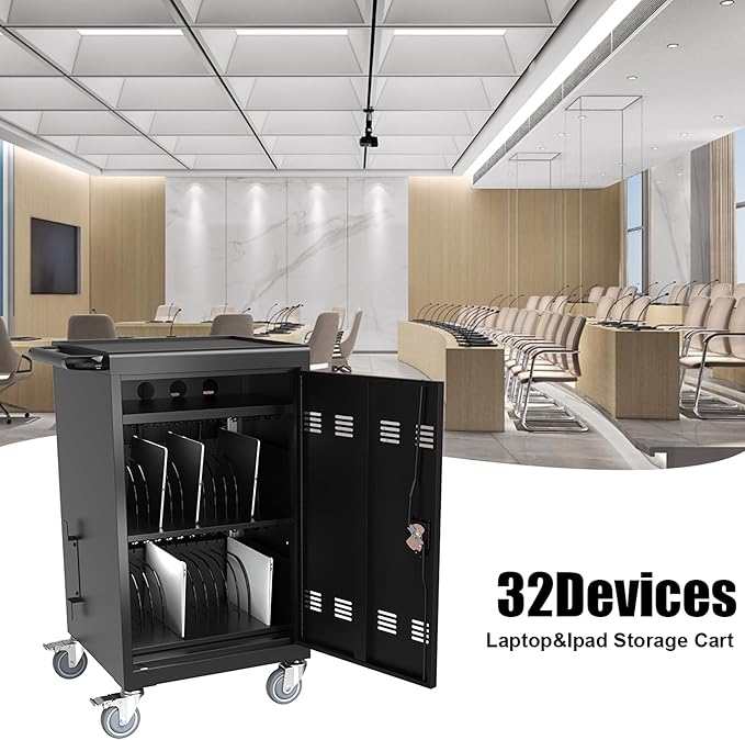 Aokleo 32 Devices Laptop Charging Cart, Tablet Storage Carts - Image 3