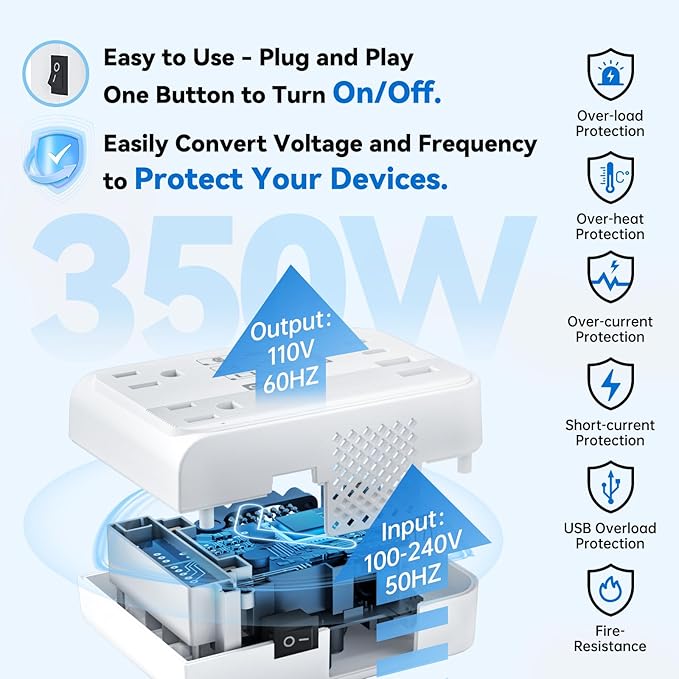 DOACE 220v to 110v converter 350W voltage converter us to europe - Image 2