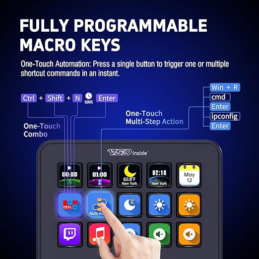 VSDINSIDE Macro Keypad, Stream Controller Deck Gaming Streaming Shortcut - Image 2