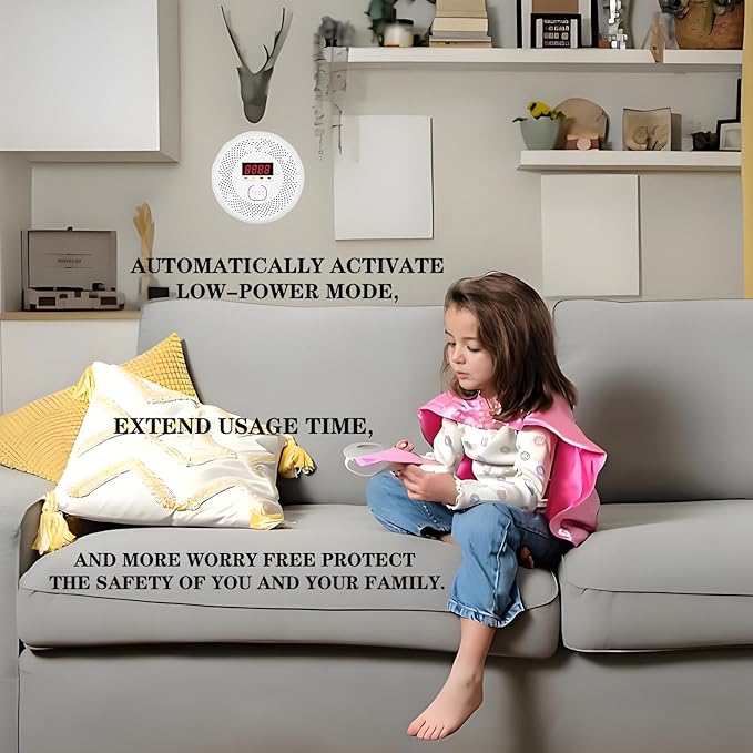 Vzmcov Carbon Monoxide and Smoke Detector LCD Display, Battery Powered - Image 7