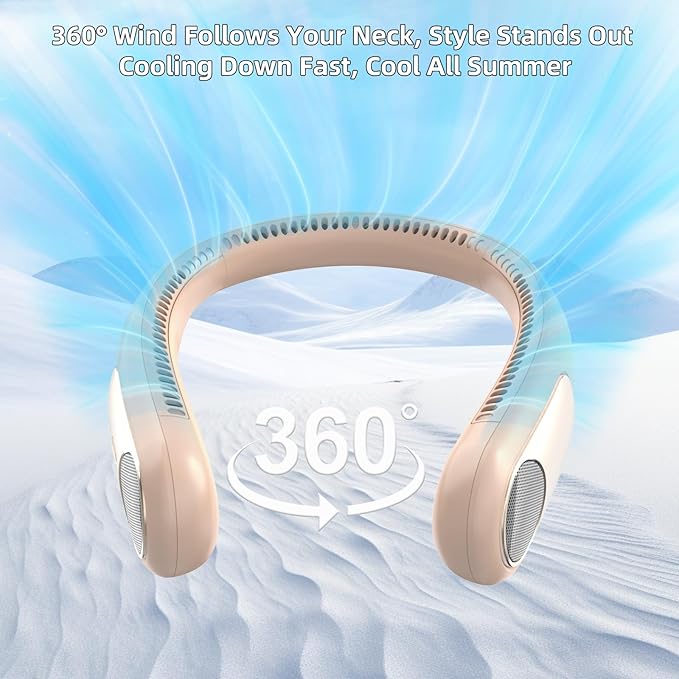 Portable Neck Fan, Personal Wearable Bladeless Fan, LED Display, 6000mAh USB - Image 2