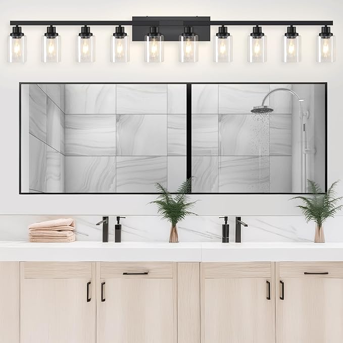 DIKAIDA 10 Light Bathroom Vanity Lights Over Mirror, 65.4inch Black Vanity - Image 6