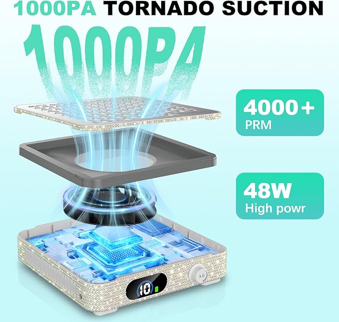 Nail Dust Collector | 1000PA Nail Vacuum Dust Collector | 10 Speed Levels | Low - Image 3
