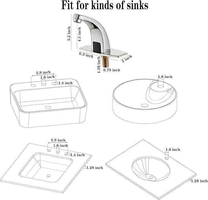Halo Sanitary Updated H59 Brass Touchless Sensor Faucet - Image 5