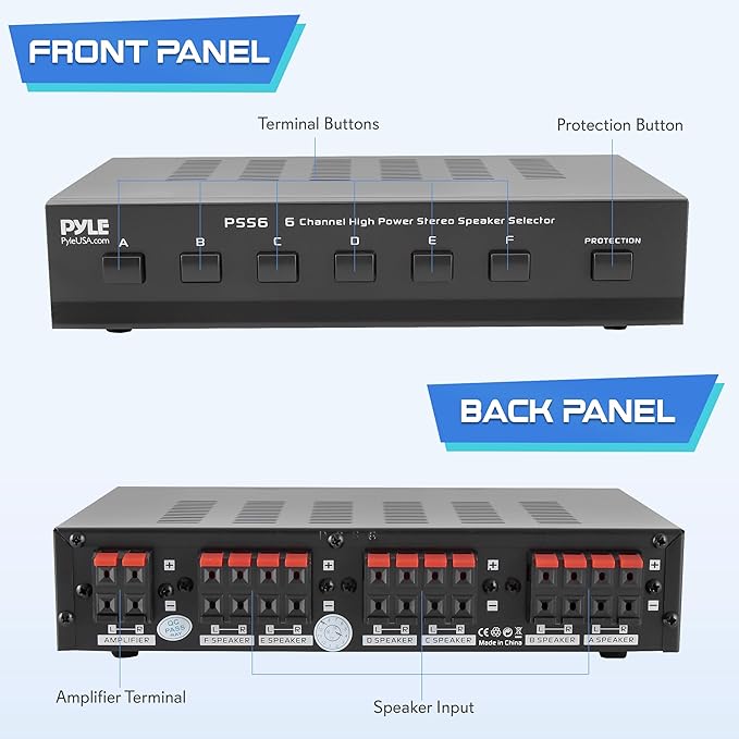 Pyle Home Premium New and Improved 6 Zone Channel Speaker Switch Selector - Image 2