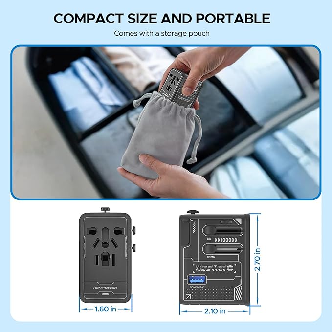 Universal Travel Adapter, 75W GaN International Power Adapter - Image 8