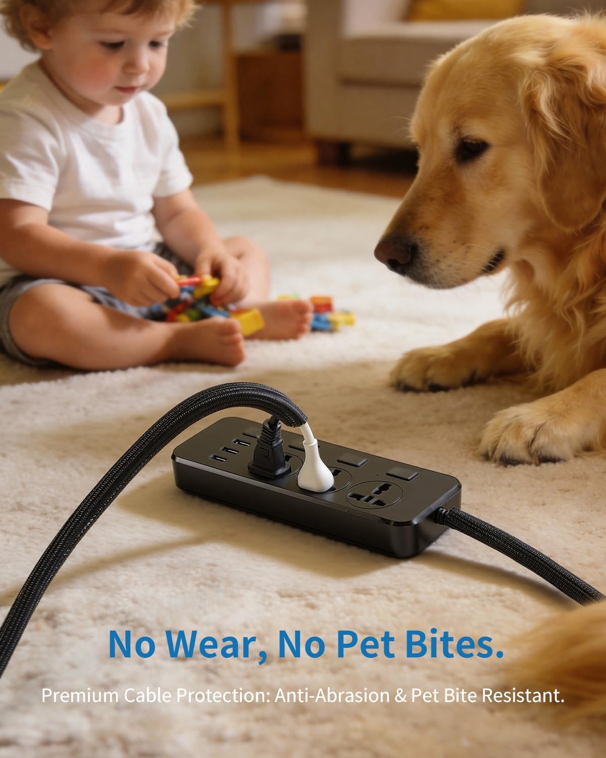 Yecaye 10ft - 1/2 inch Cord Protectors from Pets no Chew, Black | Split Cable Management Sleeves, Wire Loom Tubing for TV USB Cord Protector, Cord Covers for Pets Bite-Resistant
