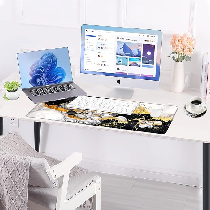 BFUKVOU Large Keyboard Mouse Pad Set, Extended Mouse Pad+Keyboard Wrist Rest - Image 3