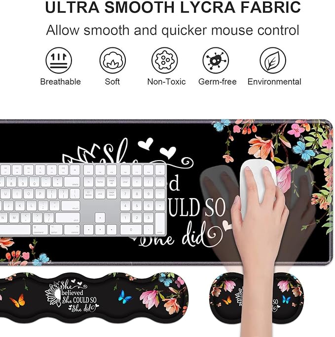Ergonomic Keyboard Wrist Rest & Mouse Pad Wrist Rest Set, Large Gaming Desk Mat - Image 3