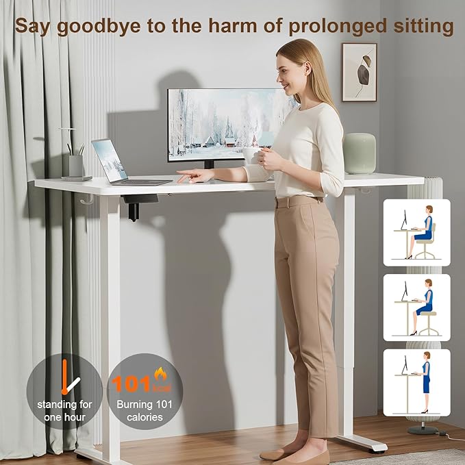 Veken 55 Inch Large Electric Standing Desk, Sit to Stand Up, Heights Adjustable - Image 8
