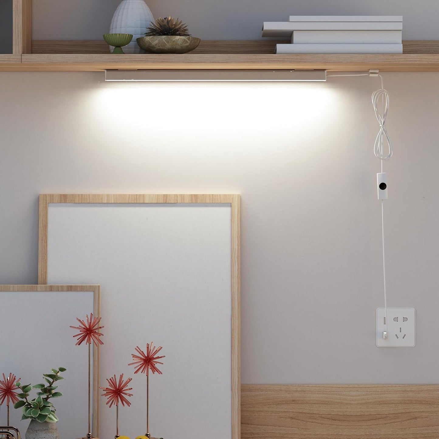 ASOKO Under Cabinet Led Lighting, 12 Inch Light Strip Bar, Daylight White 5000K Dimmable Plug in USB Light, Small Thin Led Under Counter Lighting for Kitchen/Room/Shelf/Desk/Display Case