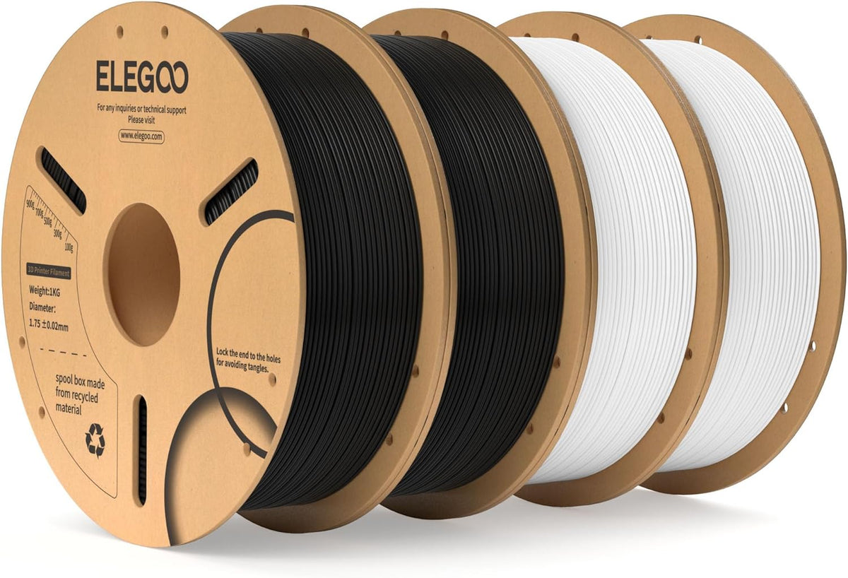 ELEGOO PLA Filament 1.75mm Bundle 4KG, 4 Pack 1kg Cardboard Spool Fits