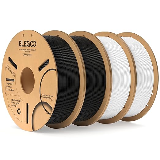 ELEGOO PLA Filament 1.75mm Bundle 4KG, 4 Pack 1kg Cardboard Spool Fits by ELEGOO