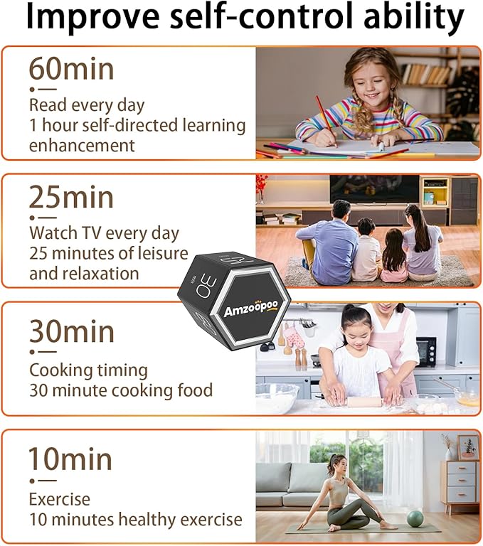 Timer, kitchen timers, magnetic digital visual pomodoro cube countdown timer - Image 5