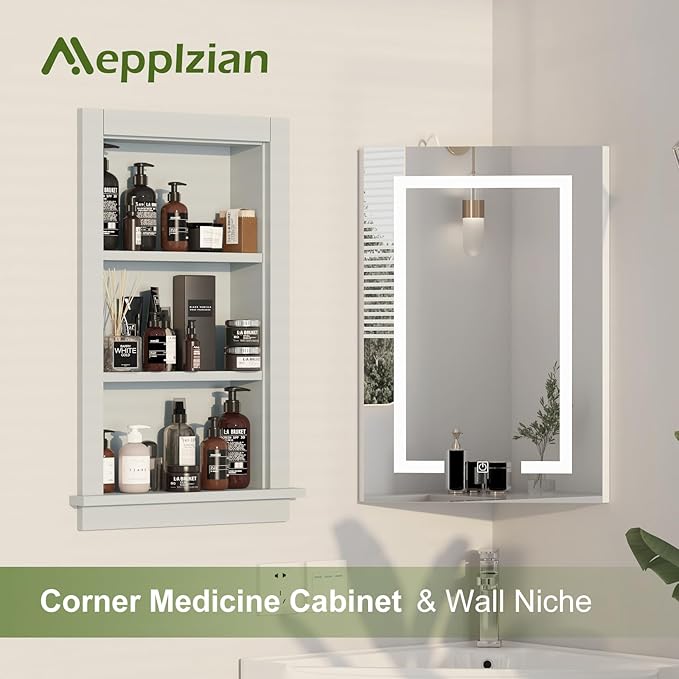 Recessed Medicine Cabinet, in Wall Shower Niche, 14x24 Bathroom Cabinet - Image 3