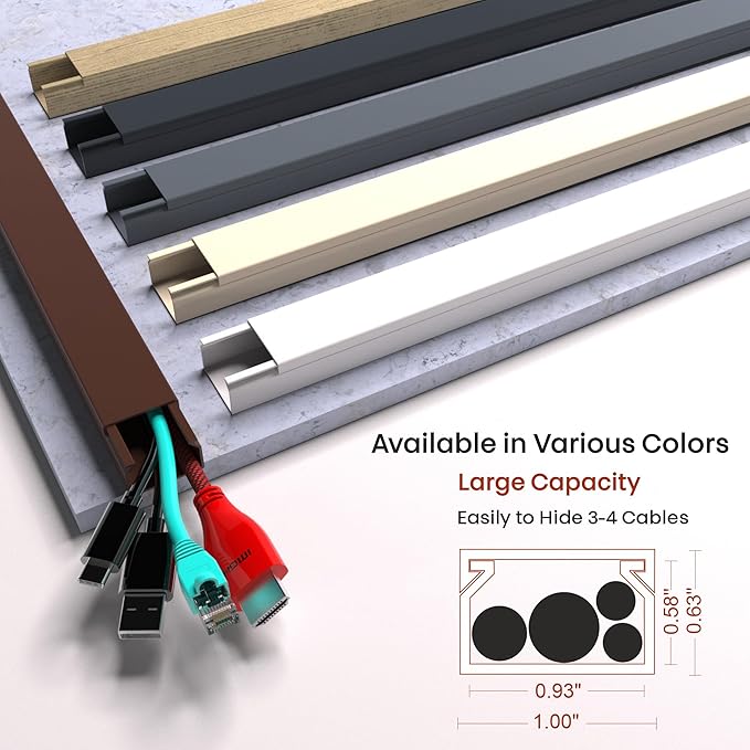 Brown Cable Cover Cord Concealer - 315in Wire Raceway - Image 3