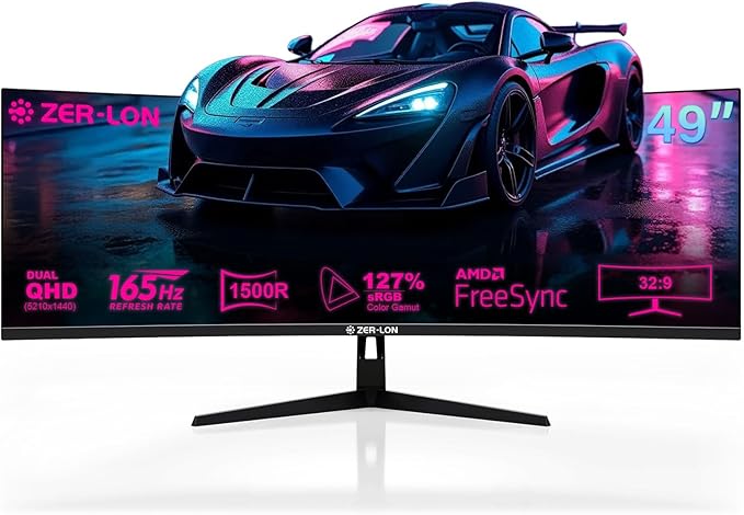 ZER-LON 49" Curved Gaming Monitor 165Hz 1500R 32:9 Daul QHD 5120 x 1440 by ZER-LON