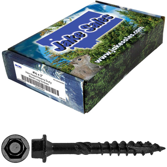 #14 X 2 Heavy Duty Black Timber/Log/Landscaping Wood Screws - Exterior Coated Heavy Duty Screws. 1 x 5 Pound Box - ~234 Screws