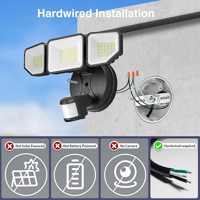 Meloght 65W 6500LM Flood Lights Outdoor Motion Sensor, Hardwired Security - Image 2