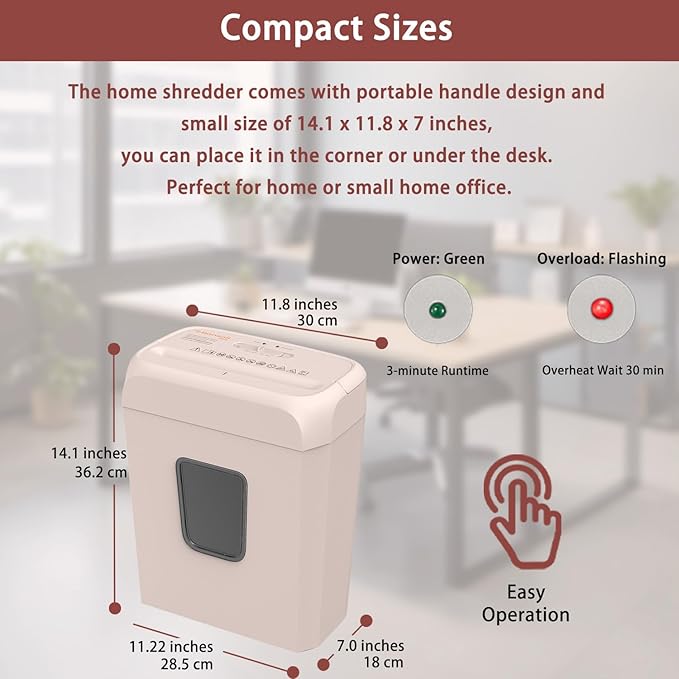 Bonsaii Compact Design for Business Paper Shredder, 6-Sheet Cross-Cut, Credit - Image 3