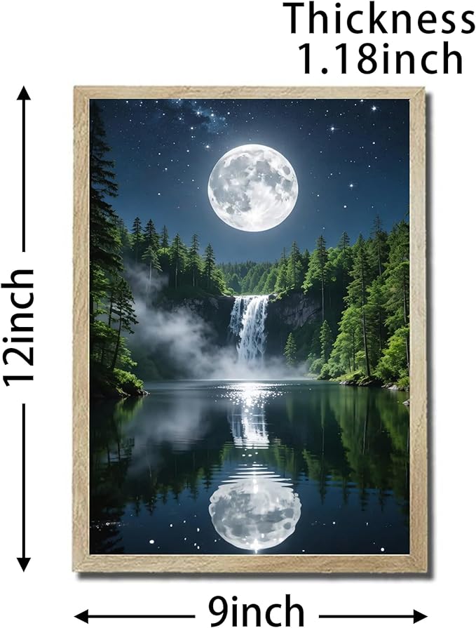 URVIP LED Glowing Photo Frame, 3D Starry-Sky Moon Lake Misty Forest Wall Art - Image 2