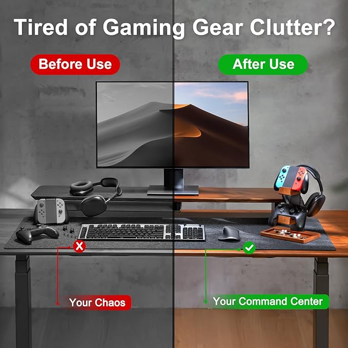 HUMANCOZY Solid Wood Controller Holder and Headphone Stand, Gaming Controller - Image 2
