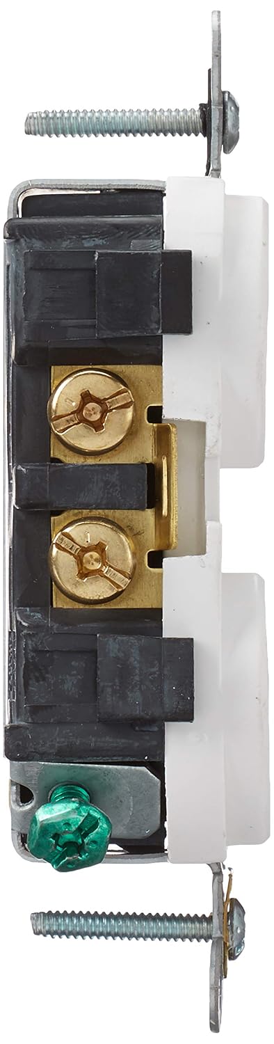 Leviton 5822-W Straight Blade Single Receptacle, 250 Vac, 20 A, 2 Pole, 3 Wire, White