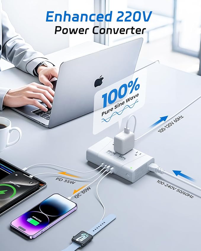 DOACE 220V to 110V Converter, 800W Voltage Converter US to Europe - Image 2