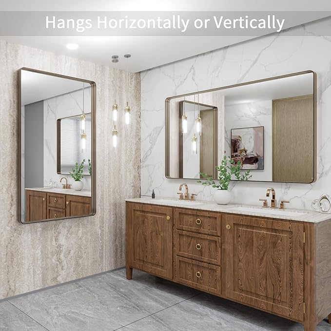 LOAAO 48”X30” Bronze Bathroom Mirrors - Image 4