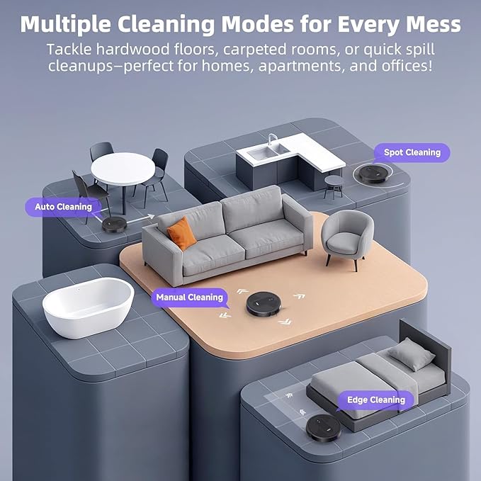MONSGA Robot Vacuum Cleaner, 4000Pa Powerful Suction Robotic Vacuum, 3.2" - Image 3