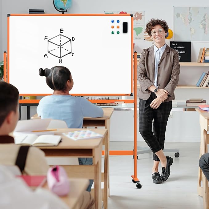 Whiteboard on Wheels, 48x32 Inches Mobile Whiteboard, Rolling Dry Erase Board - Image 7