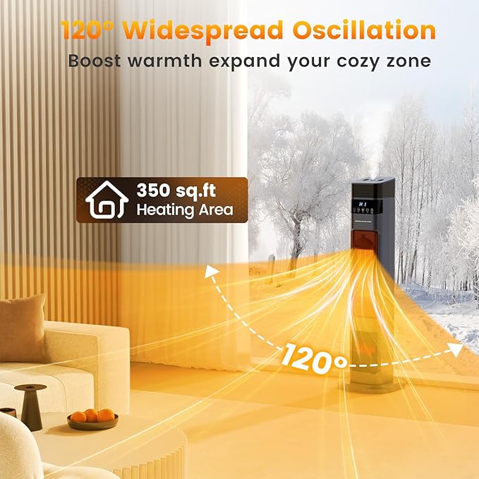 Auertech 31" Space Heater with Humidifier, 3 in 1 Electric Space Heater with 3D - Image 3