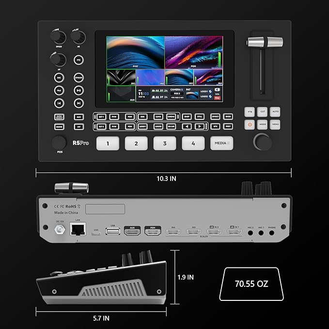 SPROLINK Neolive R5PRO Professional Live Streaming Switcher, 5.5-inch Screen - Image 9