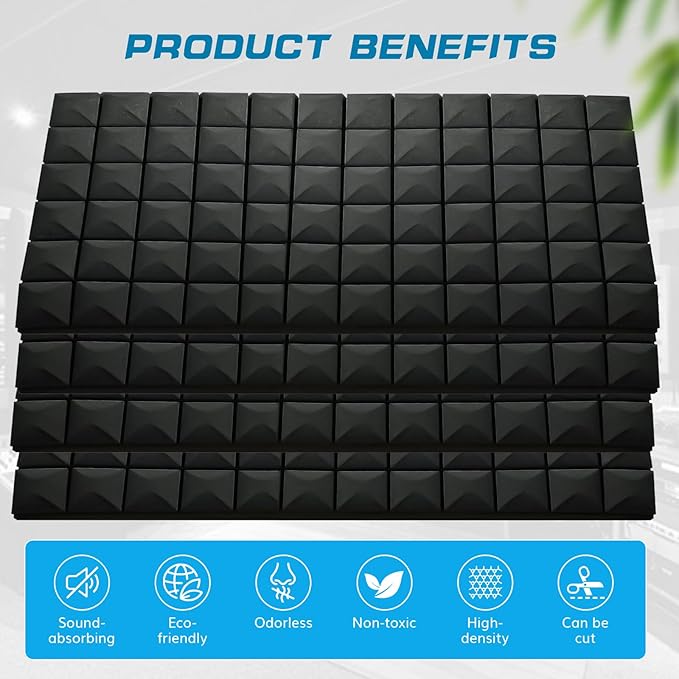 2 PCS Acoustic Panels, High Density Fire Resistant & Noise Absorbing - Image 8