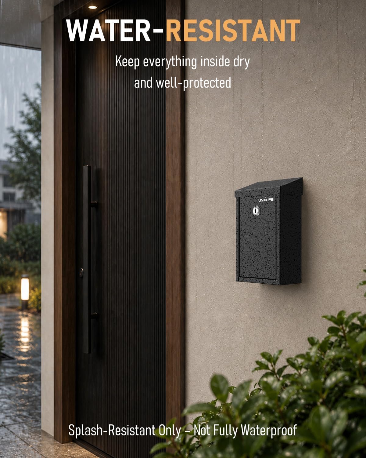 Uniclife Black Metal Donation Box, Wall Mounted Mailbox for Outside | Safe Suggestion Box with Key Lock, Steel Key Drop Box with Top Slot, Cash Box for Home Office and Business