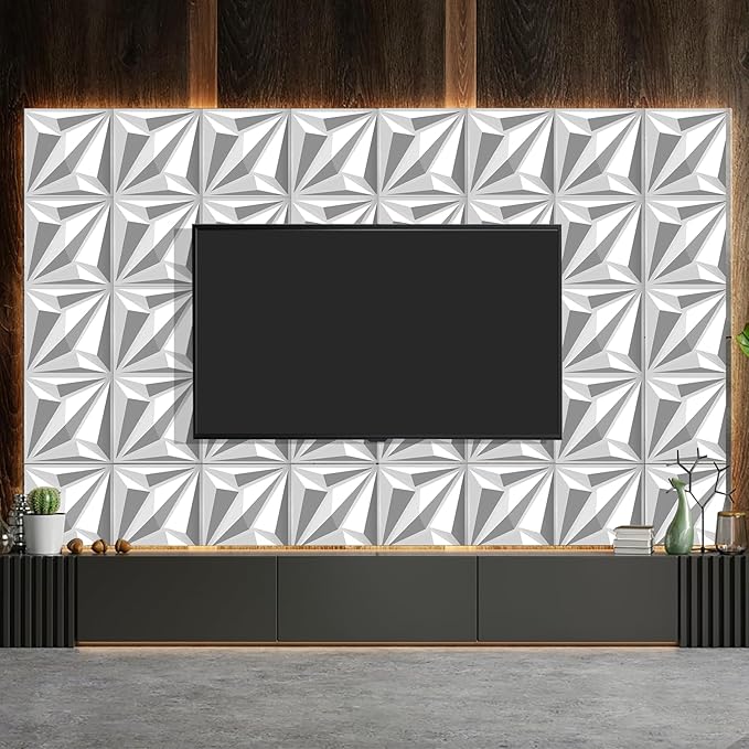 33-Piece 3D Embossed PVC Wall Panel Set – 12x12 Inch Textured Wall Decor – - Image 8