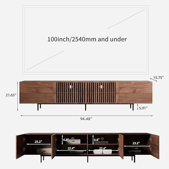 gaoyangjiaju Mid-Century Modern 94.48" TV Stand and Expandable Coffee Table Set - Image 2