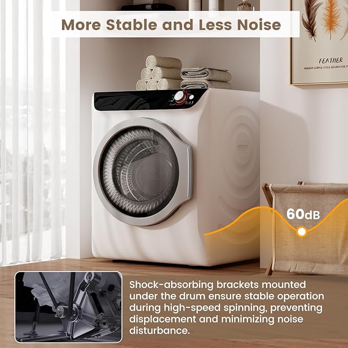 VCJ 2.6 cu.ft Portable Dryer, 1400W Electric Clothes Dryer - Image 6