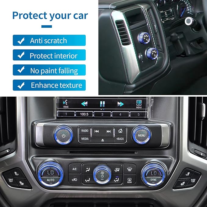 Kujunpao Radio Fan Climate Auto Menu Knob Control Button Trim Center Console - Image 2