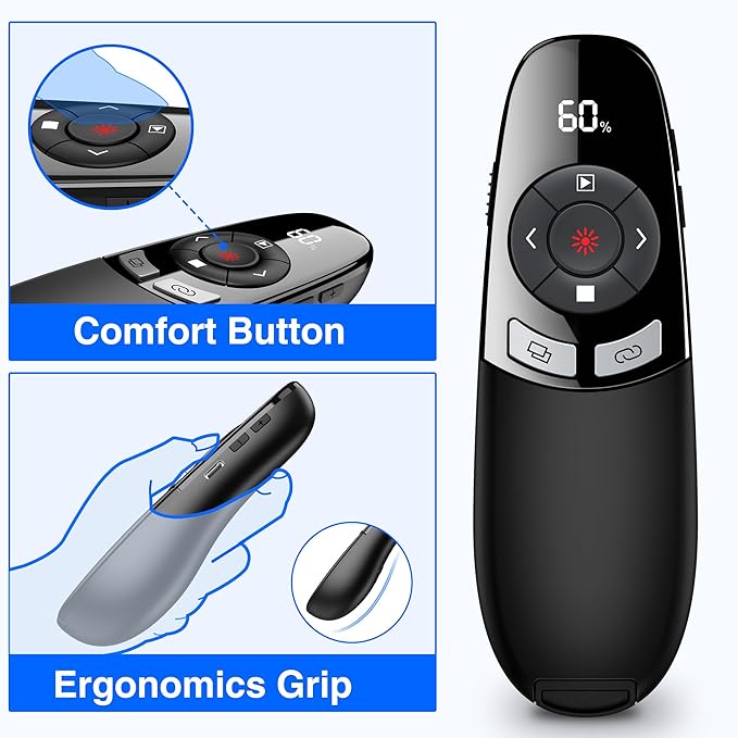 Rechargeable Presentation Clicker Wireless Presenter Remote w Laser Pointer - Image 7