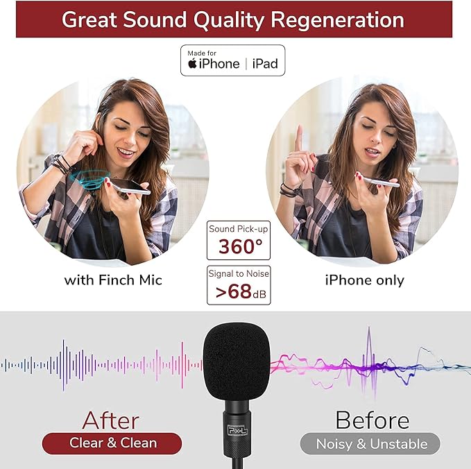 PIXEL Lavalier Microphone for iPhone | Lav Mic for Vlogging | External - Image 3