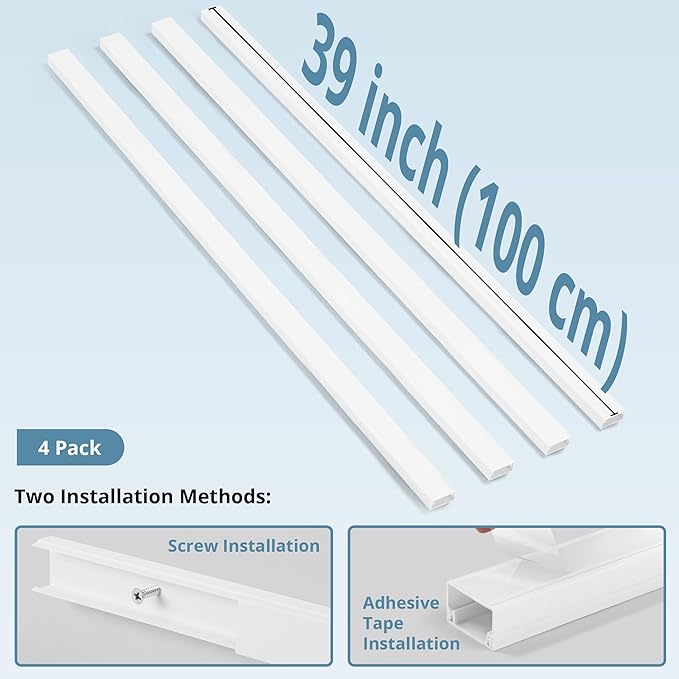 Cord Covers for Wires on Wall Extra-Long, 13.12ft TV Cord Hider Kit, Paintable - Image 3