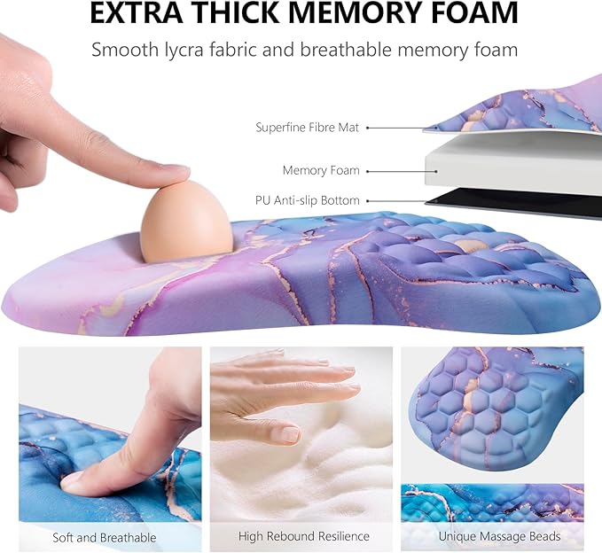 Mouse Pad Wrist Support, Laokiiy 2 in1 Keyboard Wrist Rest+ Ergonomic Mouse Pad - Image 3